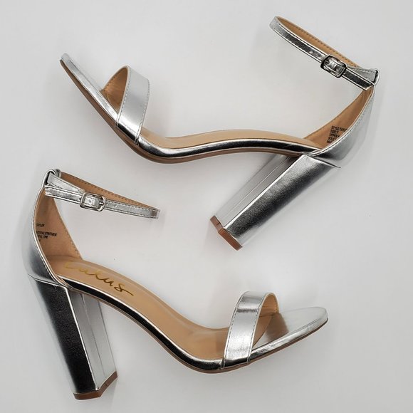 Lulu's Silver Ankle Strap Block Heels - Picture 6 of 16